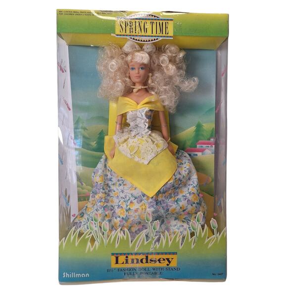 VTG 1991 Shillman SPRING TIME LINDSEY Fashion Doll Floral Lace Dress Rare Find - Picture 1 of 16